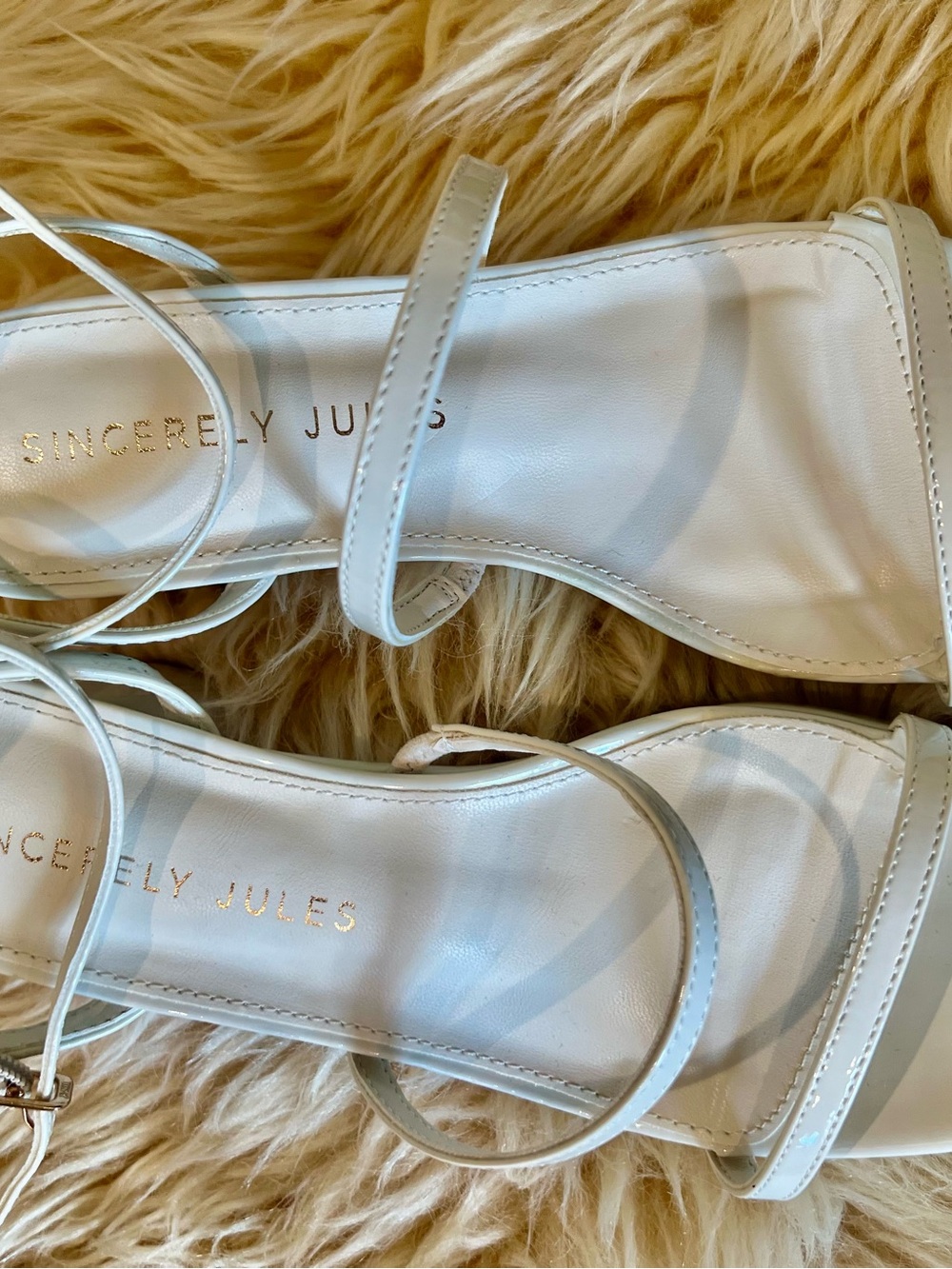 Sincerly Jules White Strappy Block Heel Sandals